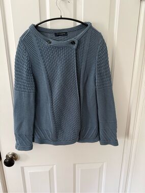 Piazza Sempione Slate Blue Knit Button-Accent Women's Sweater size 10
